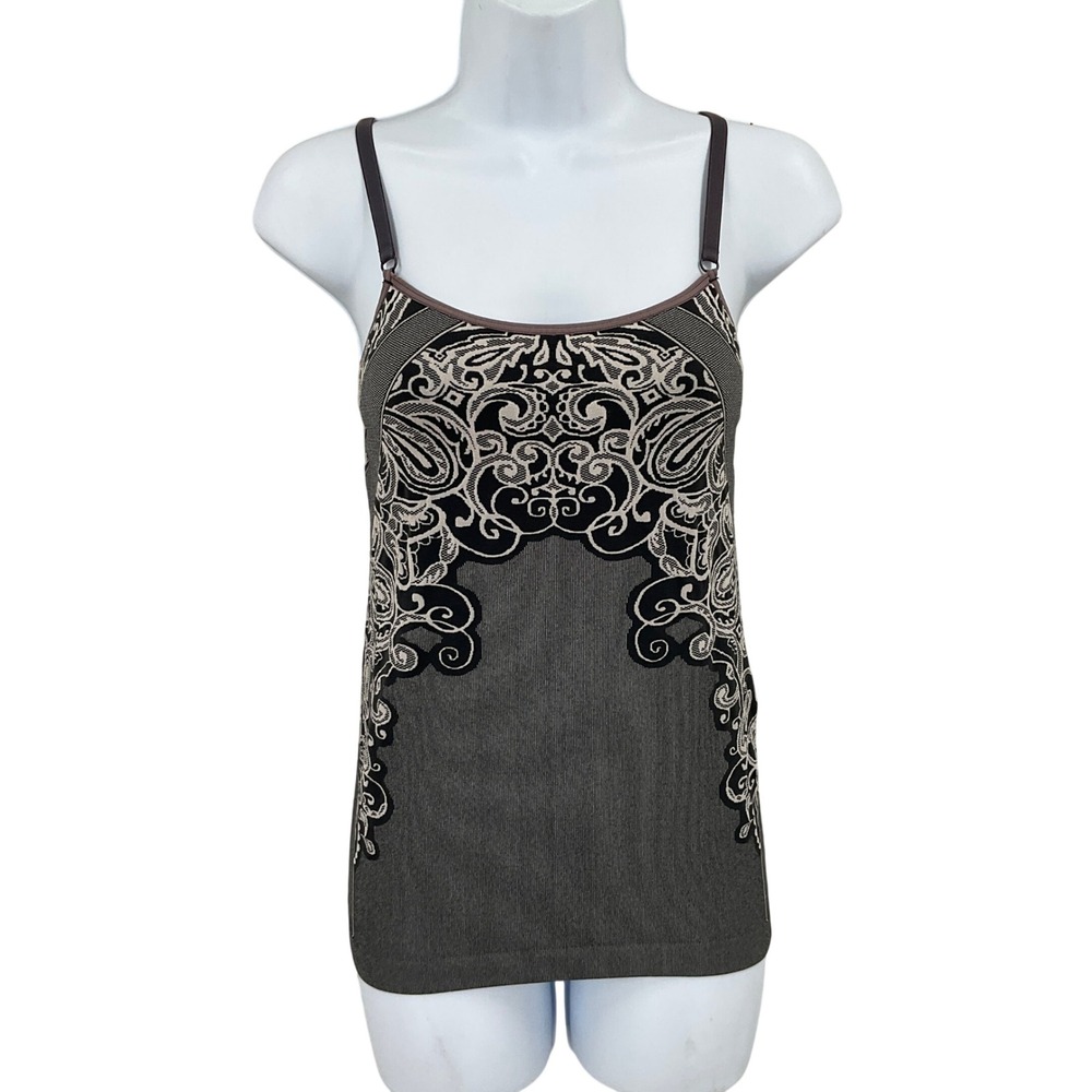 Athleta Camisole Women M Grey Jacquard Paisley Seamless Adjustable Straps Yoga